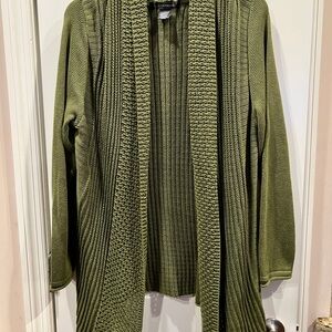 89th & Madison Green Cardigan Sweater with Waterfall Hem Sz 1x